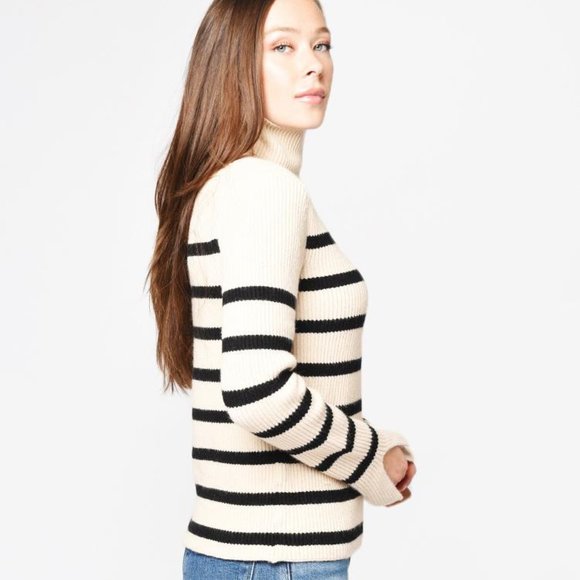 ENGLISH FACTORY WOMEN’S STRIPED TURTLE NECK SWEATER Small - Picture 2 of 9